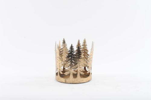 Bild von Kerzenhalter, Weihnachts-Bäume - Metall rund 17x 18cm, gold
