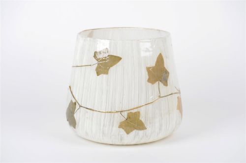 Bild von Windlicht, Efeu Ø30x H27cm, weiss/gold