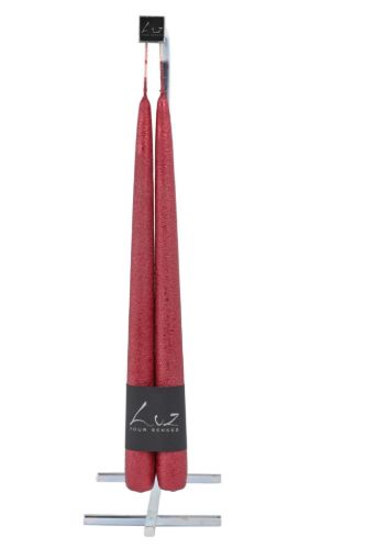 Bild von Metallic Tauchkerze, 30cm x Ø22mm - Paar, rot