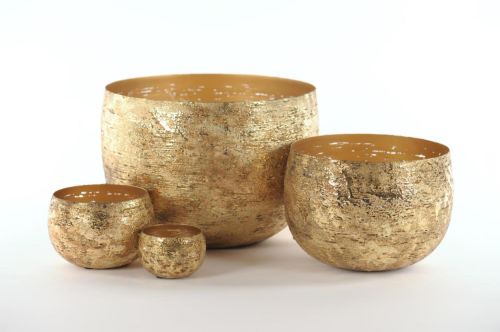 Bild von Windlicht, Votiv Goldflake Metall - Set/4, old gold