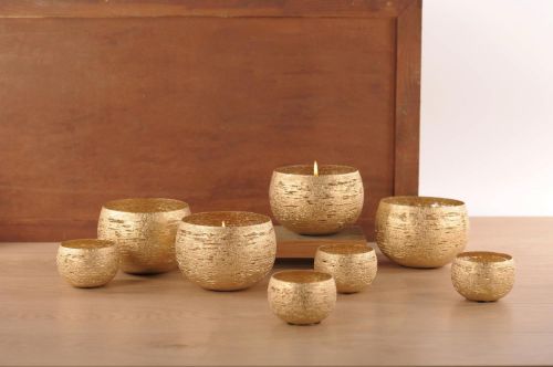 Bild von Windlicht, Goldleathe Metall - Ø10x 7cm, gold